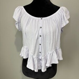 We The Free Lavender Ruffled Blouse